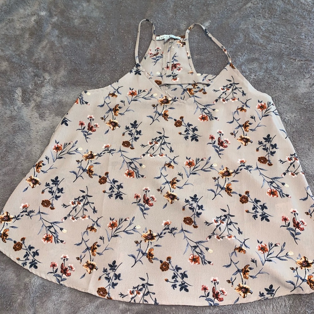 Taupe Floral Tank Top